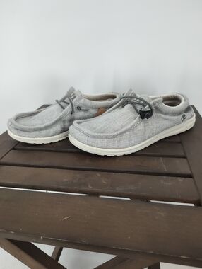 Hey Dude Wally Linen-Style Slip-On Shoes in Light Gray Women's 9